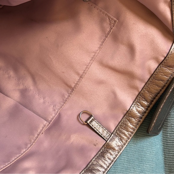 Coach Audrey 19567 Cinched Medium North South Tote Silver Metallic Leather - Picture 12 of 12